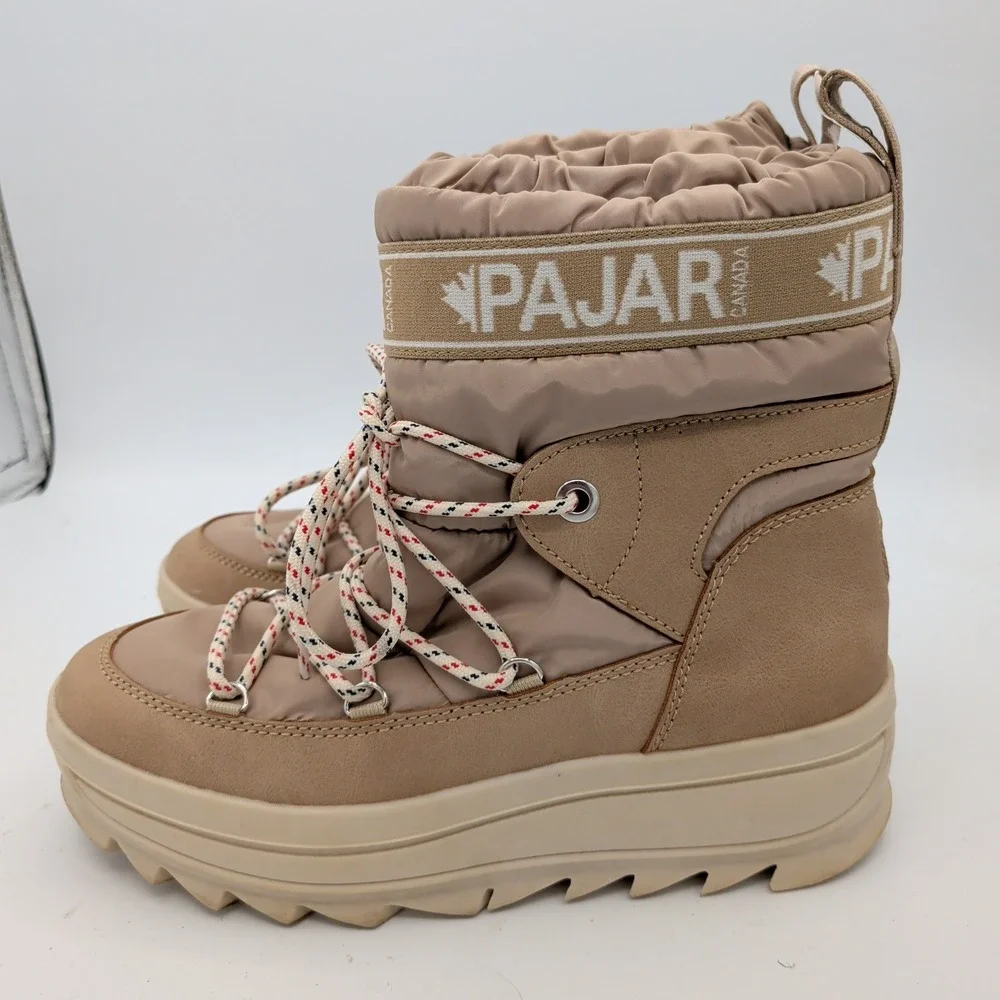 Pajar Galaxy Sand Beige Waterproof Puffer Snow Boots Women's 8 EUR 39 Insulated